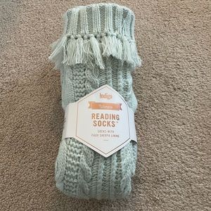 Indigo reading socks